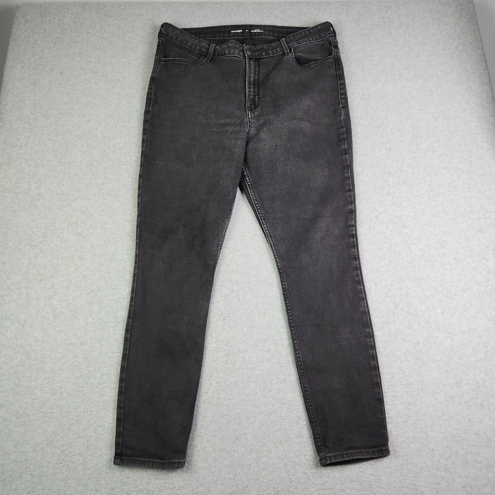 Old Navy Jeans Womens‎ 16 Black Denim Stretch Grunge High Rise Super Skinny Leg